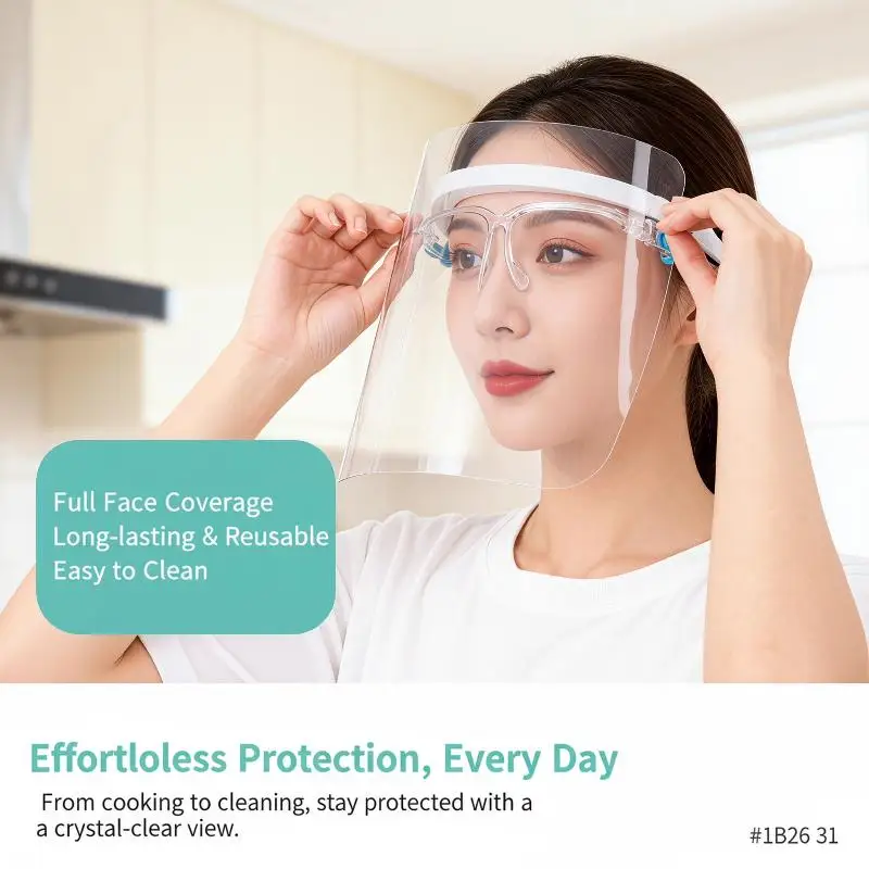 Face Shield Transparent Full Face Cover Safety Protective Film Tool Anti-Oil Anti-Fog Kitchen House Clean Dust Proof Mask