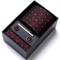 Top Quality 7.5 cm Business Ties Hanky Cufflink Set Tie Clips Green Necktie Corbatas For Men Wedding In Gift Box Gravatas 4
