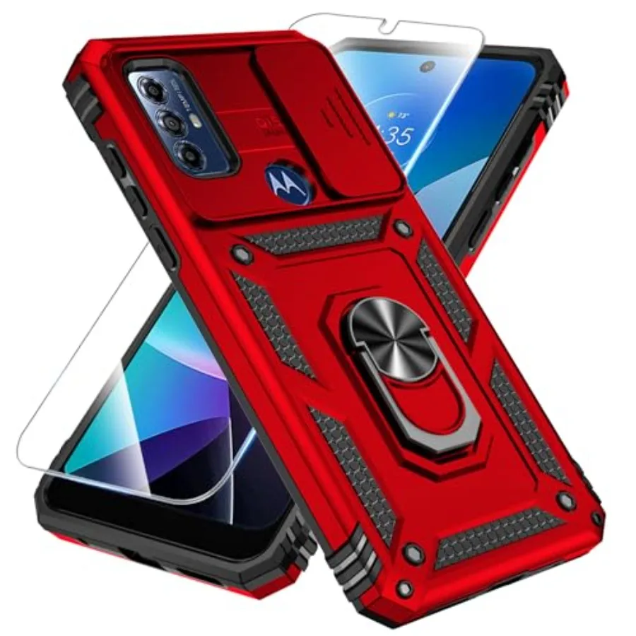 

Cpatible with M G Play 2023/ M G Pure/M G Power 2022 Cae with HD creen tec and lide Camera Cover and Kicktand, [Military-Ge] Ph