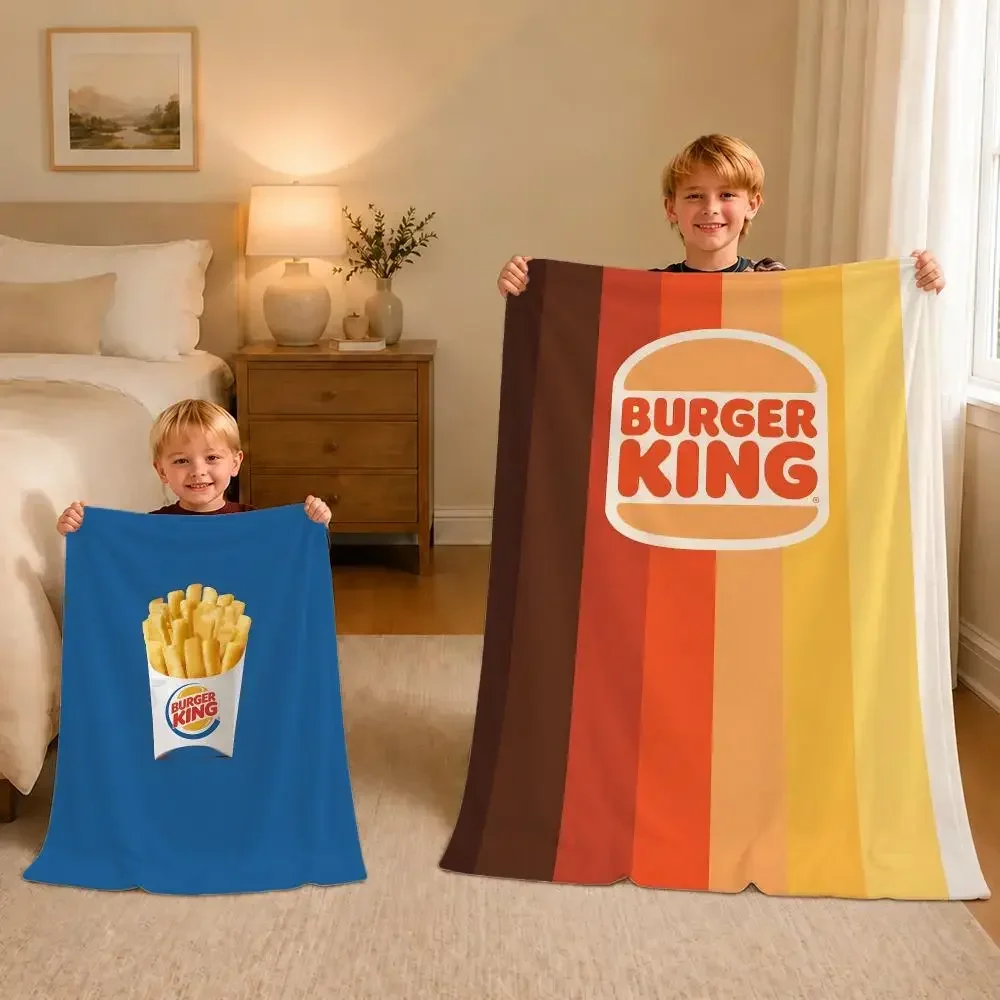 Brand fast food Burger King Throw Soft Plush Flannel Pet Blanket, Home Decor Cover for Sofa, Bed, Trip & Picnic