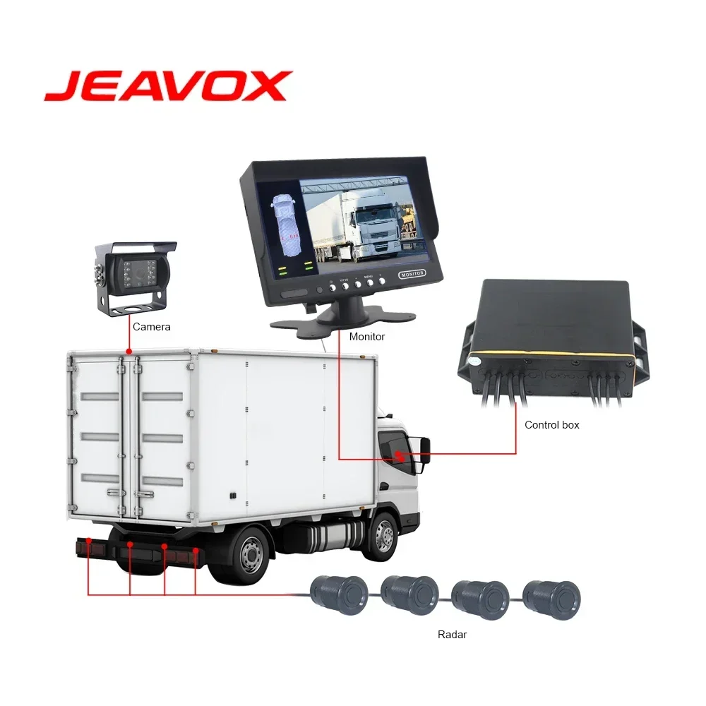 Car Reversing Aid Radar with Monitor Truck Assistant Park Radar Backup Reverse Camera Parking Sensor System for Truck Car