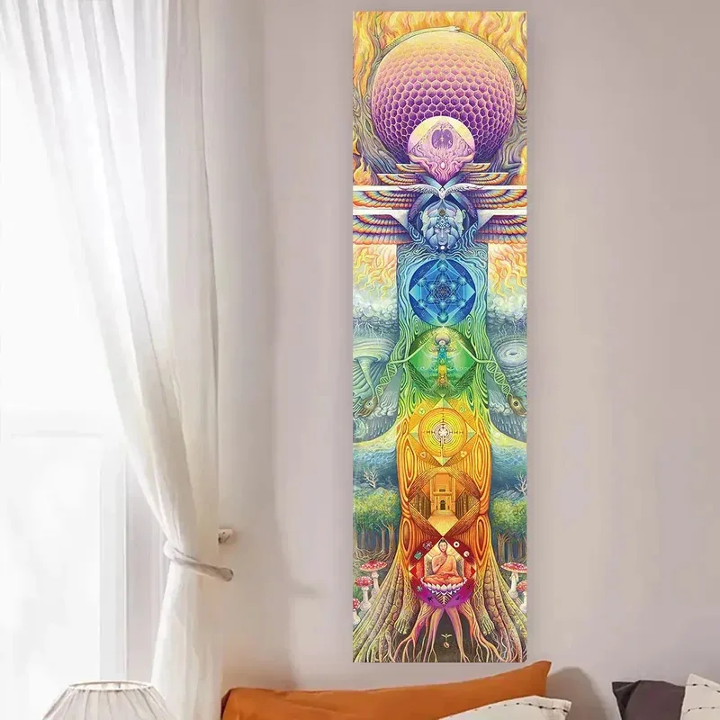 VIKAMA Rainbow Energy Spiritual Healing Vertical Tapestry Yoga Meditation Space Wall Background Decoration