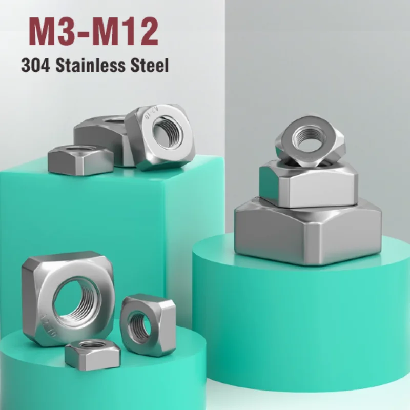 10-50pcs Square Nuts M3-M12 A2-70 304 Stainless Steel Nut Din557 Standrad Moisture Corrosion Resistance Square Lock Nut