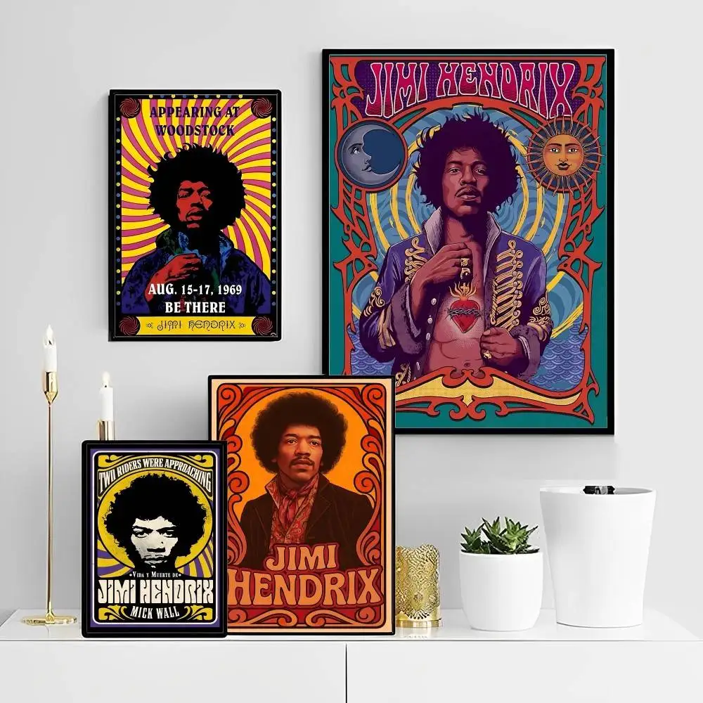 عازف الجيتار الشهير J-jimi H-hendrix نوعية جيدة يطبع وملصقات ورق أبيض ملصق لتقوم بها بنفسك غرفة بار مقهى الجمالية طلاء جدران