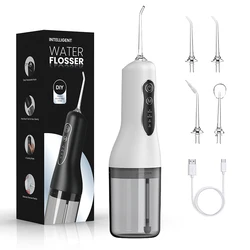 Water Dental Flosser 4 Modes 4 Jet Tips Replacement 260ML Removable Water Tank Powerful Battery &Type-C Charge Oral Irrigator