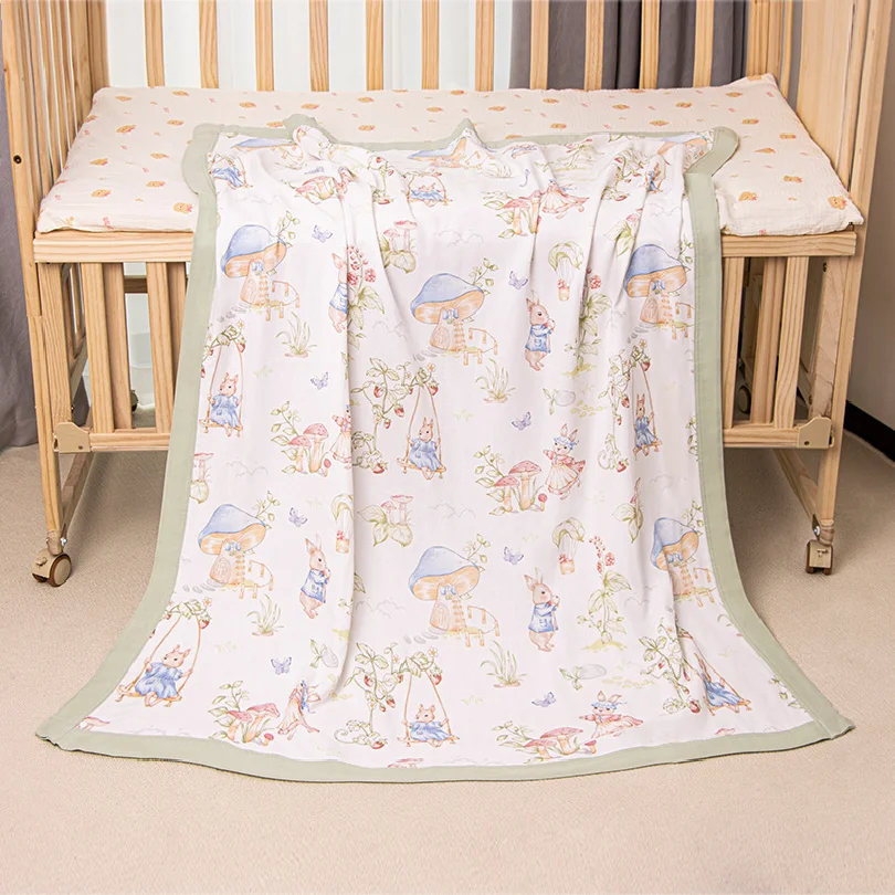 4 Layers Bamboo Cotton Baby Muslin Blanket Kids Bath Towel Infant Bedding For Newborn Baby Blanket Infant 100X120CM