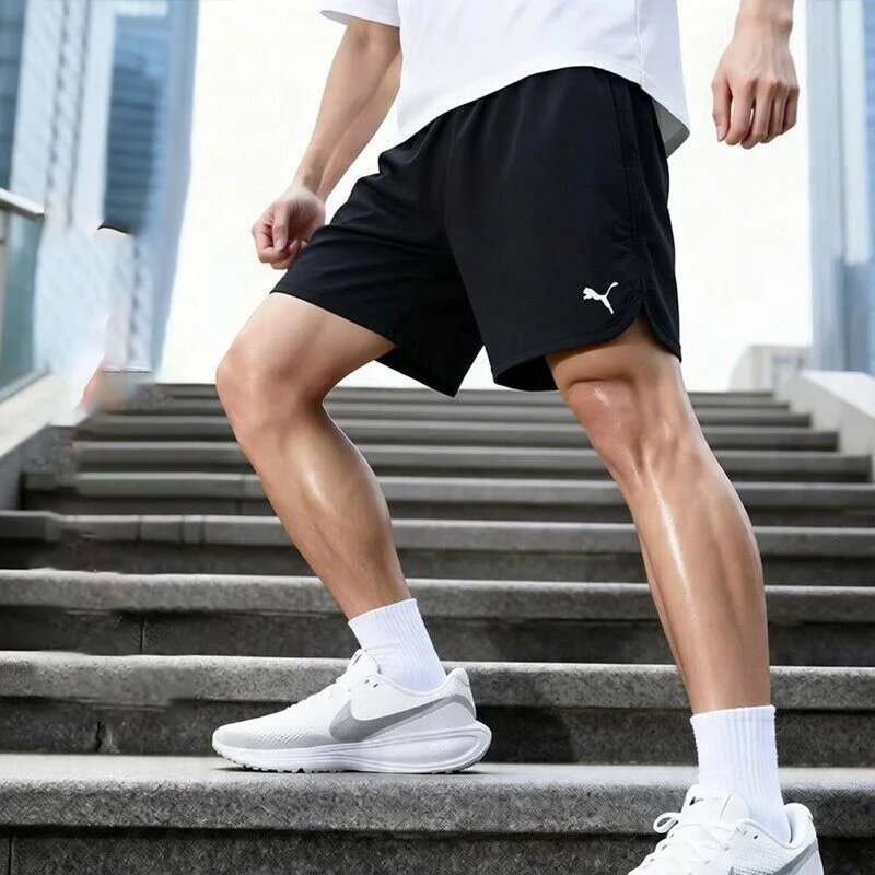 Puma stretch cotton short pants, quick-drying, men's summer new style, black, for running, ice silk 525911-01