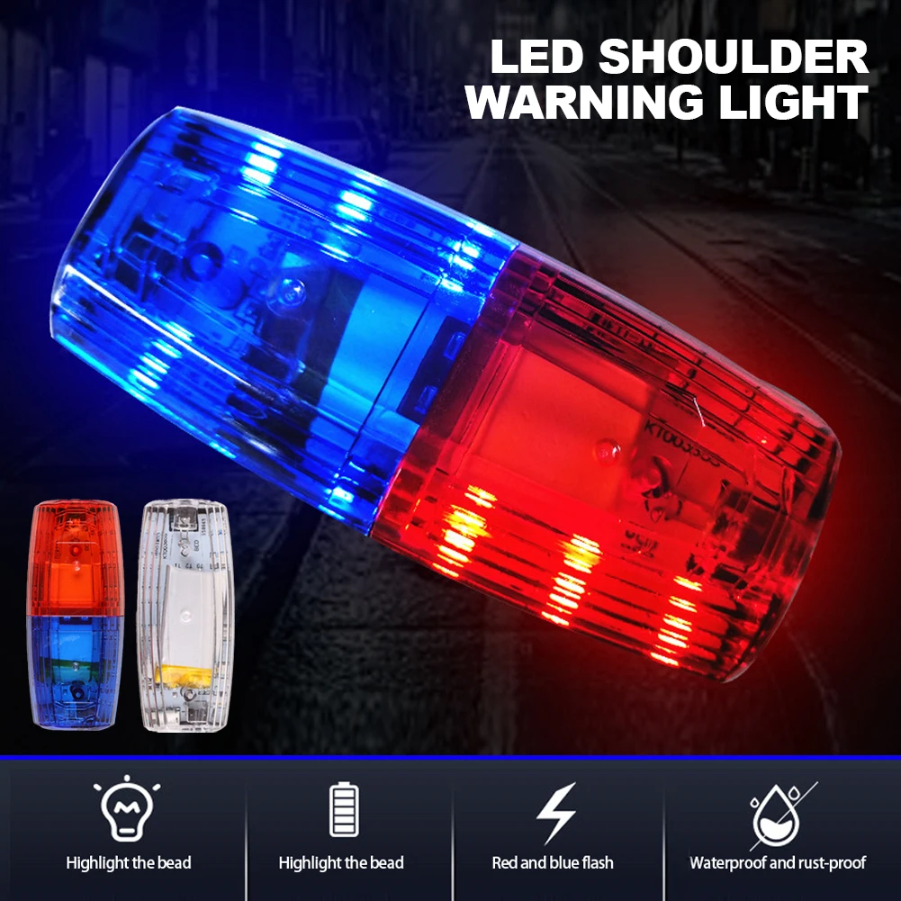 Luz LED de advertencia de hombro, Clip de hombro, luz de saneamiento, alarma de patrulla de seguridad para trabajadores, señal de Flash estroboscópica, lámpara roja y azul