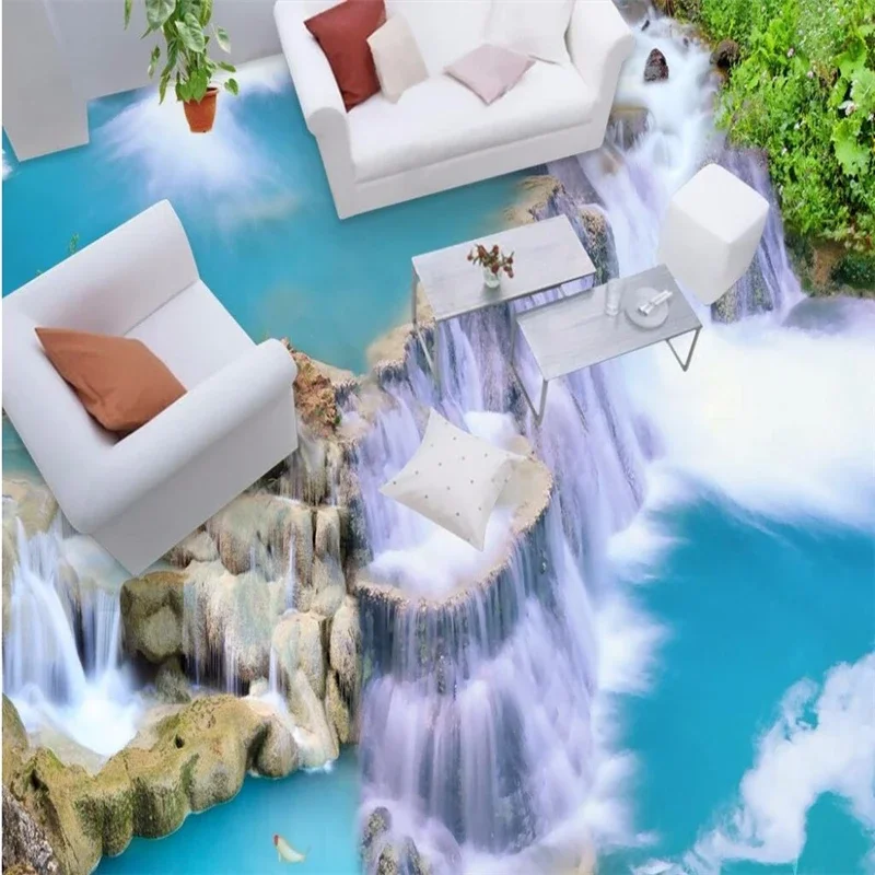 

beibehang 3D фотообои для пола с изображением речного камня, самоклеящиеся ПВХ-обои для ванной комнаты