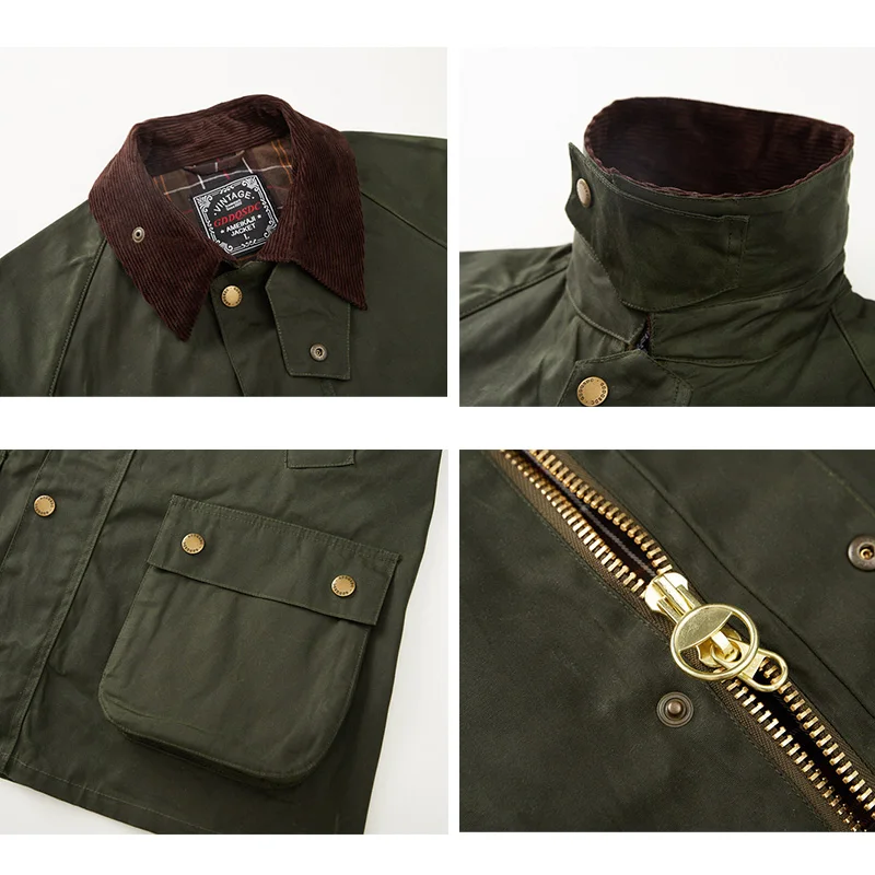 AMEKAJI الأمريكية خمر أزياء الرجال بدوره إلى أسفل طوق كم طويل عارضة العصرية بلون متعدد جيب سترة الذكور معطف أعلى #4