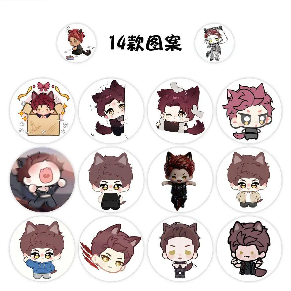 Love and Deepspace Valko Round Roll Stickers Q Version Wolf Boy Cartoon Decals DIY Journal Laptop Decorative Sticker view 2