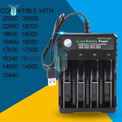 4.2V 18650 Charger Li-ion battery USB Independent Charging Portable Electronic 18650 18500 16340 14500 26650 Battery Charger