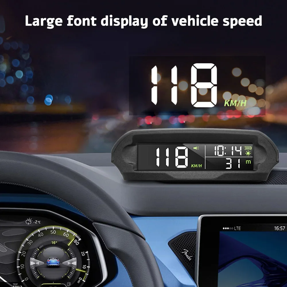 X98 GPS Digital Speedometer Head Up Display Solar Charging Hud Display Mph KM/H Speed Time Temperature Altitude Car Clock