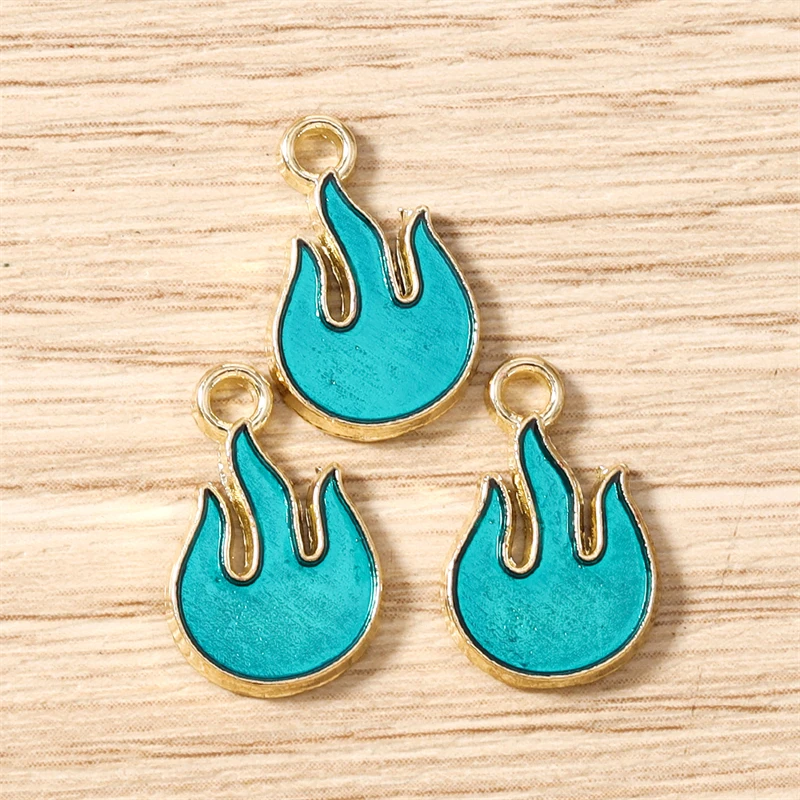 10 Stück 10x16mm Niedliche Bunte Emaille-Flammen-Anhänger für die Herstellung von Ohrhängern, Halsketten, Armbändern, DIY-Handwerk und Schmuckzubehör – Detail 6