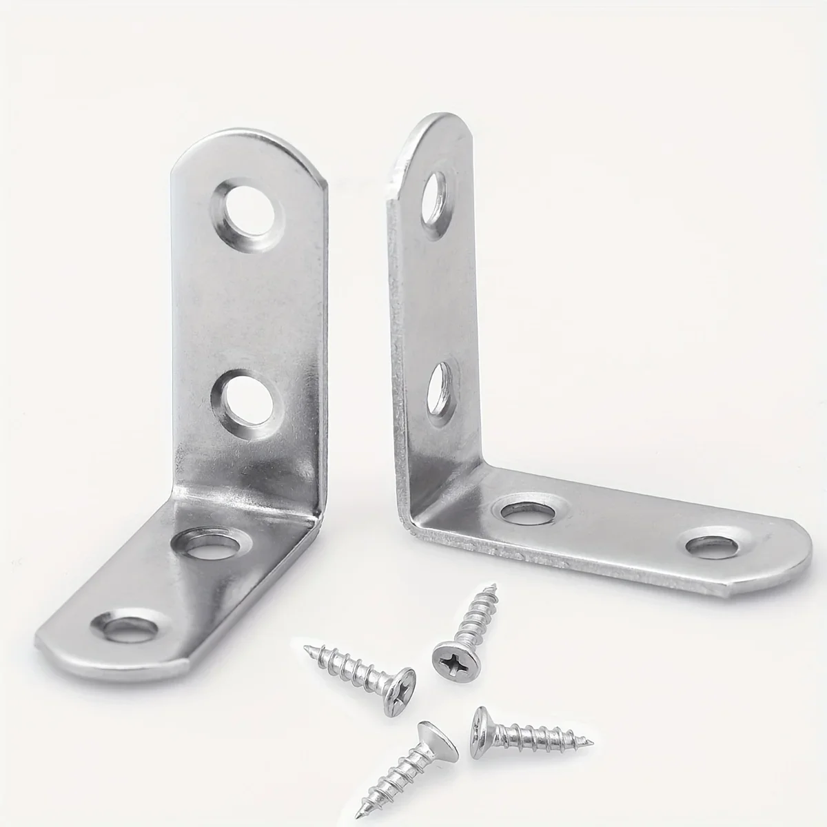 20 L-shaped stainless steel bracket angle brackets, suitable for wooden furniture, chairs, drawers, cabinets, with 80 screws