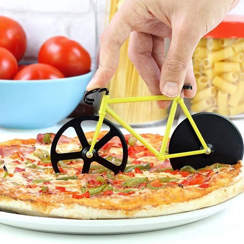 Stainless Steel  Pizza Cutter Bicycle Shape Wheel Bike Roller Pizza Chopper Slicer Pizza Cutting Knife Kitchen Tools New