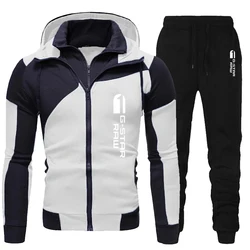 Chándal con doble cremallera para hombre, conjunto de dos piezas, ropa deportiva, chaqueta, Sudadera con capucha y pantalones