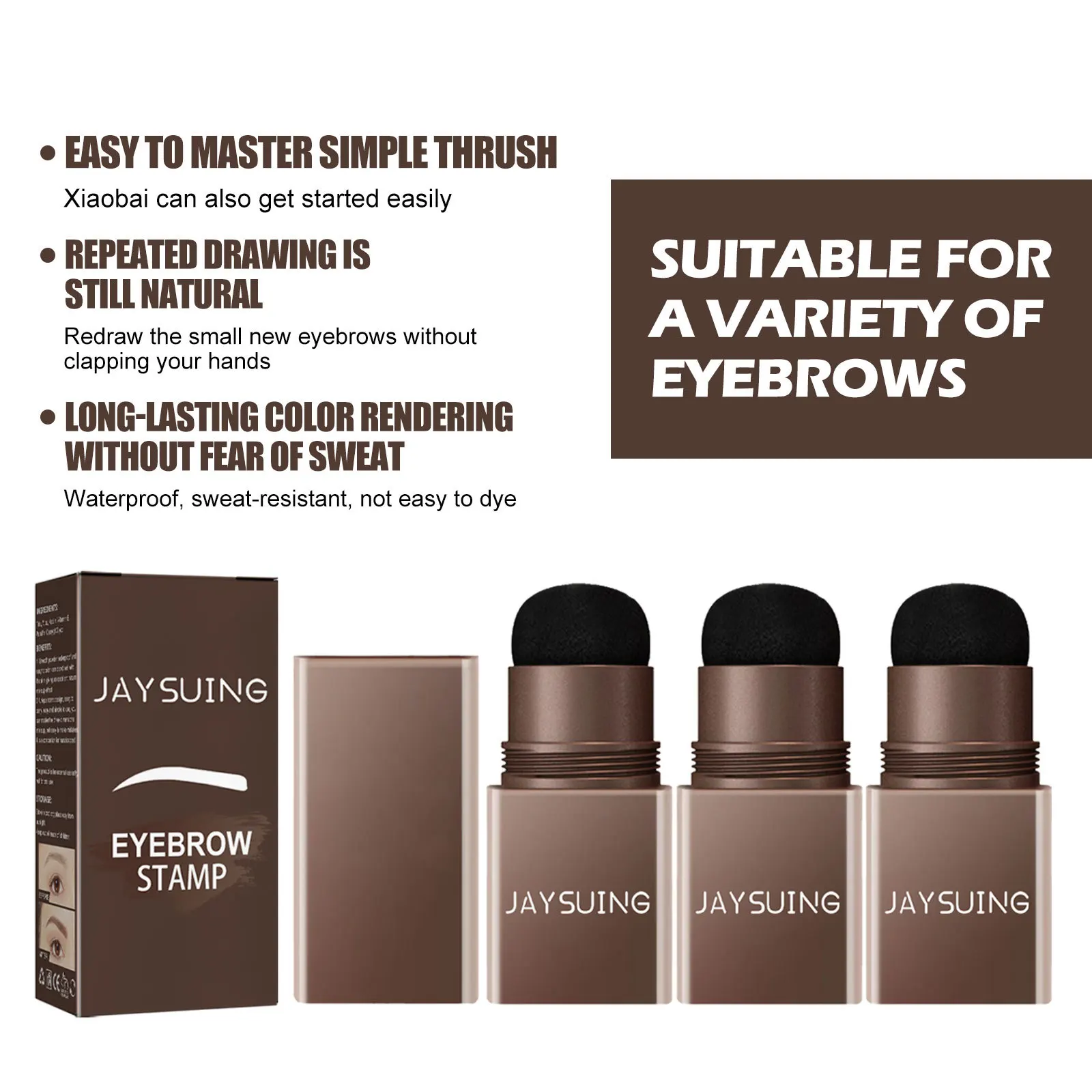 Jaysuing-Sobrancelha Imprimir Gesso Suit, Naturalmente Impermeável, Não Borrar, Maquiagem Rápida, 3-Dimensional, Preguiçoso