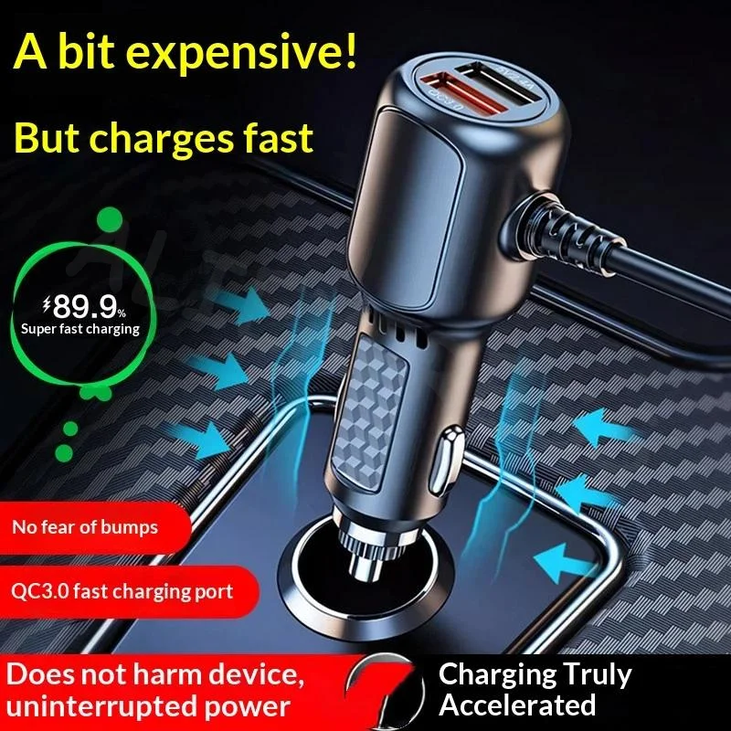 Heavy Duty Dash Cam Charging Cable 11.5ft Micro USB Mini USB Type C Power Cord for Car DVR Camera Long Time Use