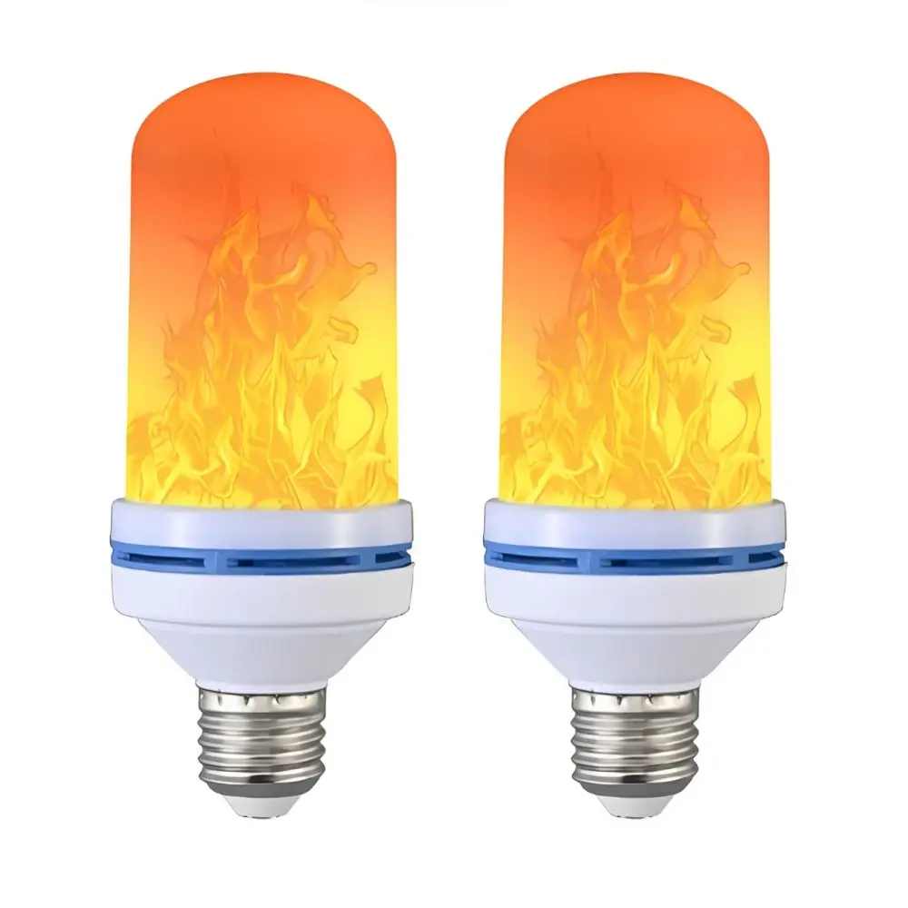 Paquete de 2 bombillas LED de 3W con efecto de llama, 4 modos, base E26, bombillas con efecto de parpadeo, luz amarilla, CA 85-265V, bombillas con efecto de fuego para Halloween