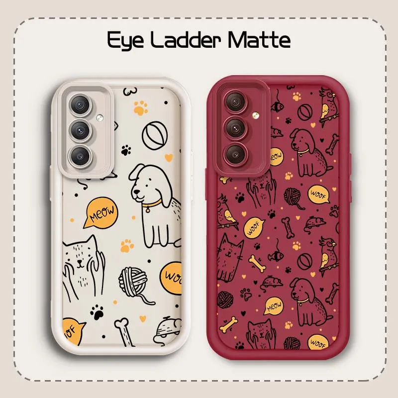 

Cat Popular Art Cartoon Dog For Samsung A73 A72 A56 A55 A54 A53 A35 A32 A25 A24 A23 A21s A14 A05 5G Eye Ladder Phone Case
