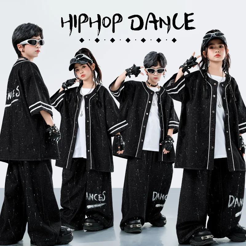Children Hip Hop Jazz Streetwear Fashion Show Performance Clothes Boys Gilrs Shirts Baggy Pant Sets Costume Kids Tracksuits