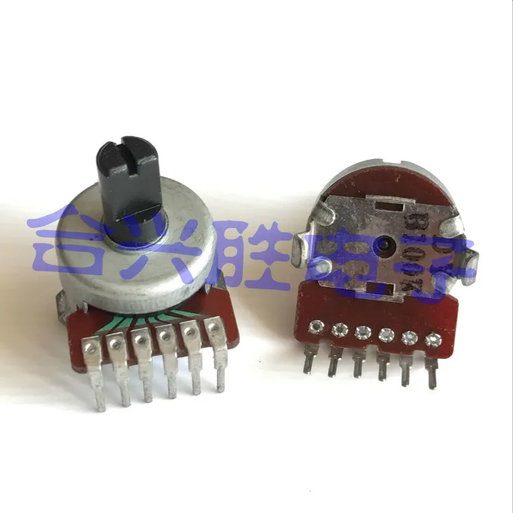 2PCS 161 Type Fever Audio Speaker Amplifier Volume Dual Potentiometer B100K B104 6 Pin Half Shaft length 10MM