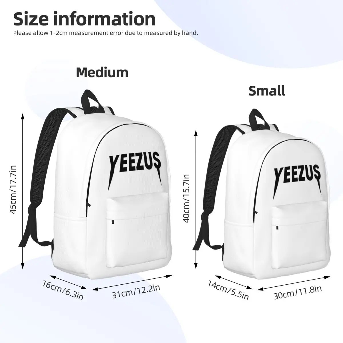 Yeezus-Mochila Kanye West leve para homens e mulheres, bolsa de ombro universitária, mochila de estudante, moda