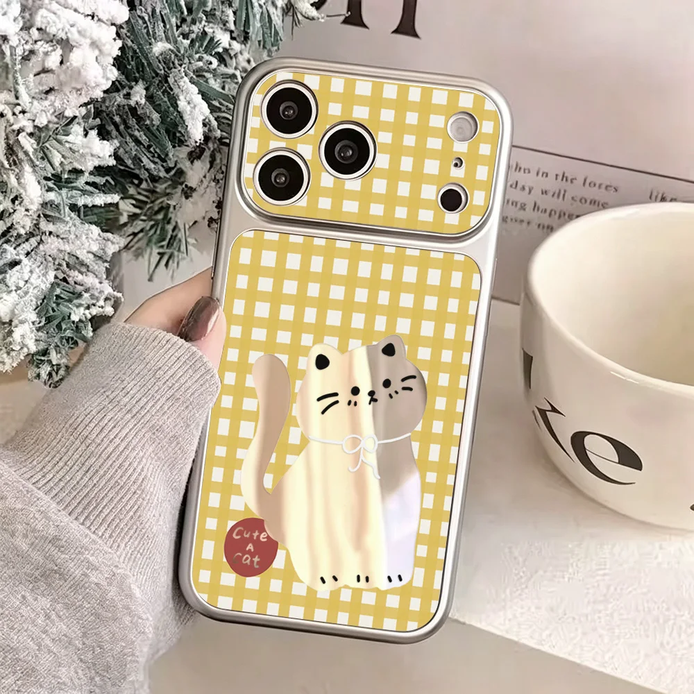 Make Up Mirror Cat Painrted Phone Case For iPhone 17 18  Pro Max 13 16 15 14 11 12 18promax 17promax 16promax Protective Covers