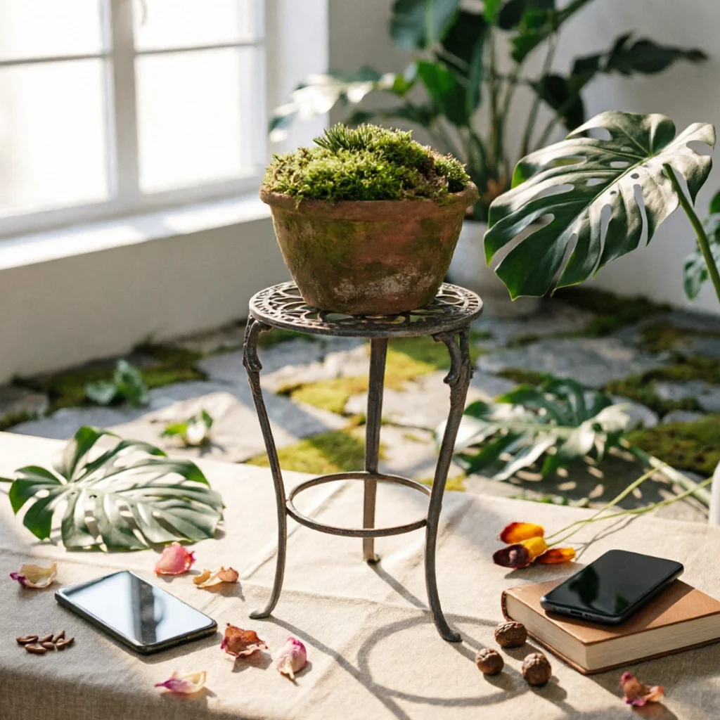Cast Iron Plant Stand Vintage Flower Pot Holder Furniture Heavy Duty for Gardeners, Garden, Patio