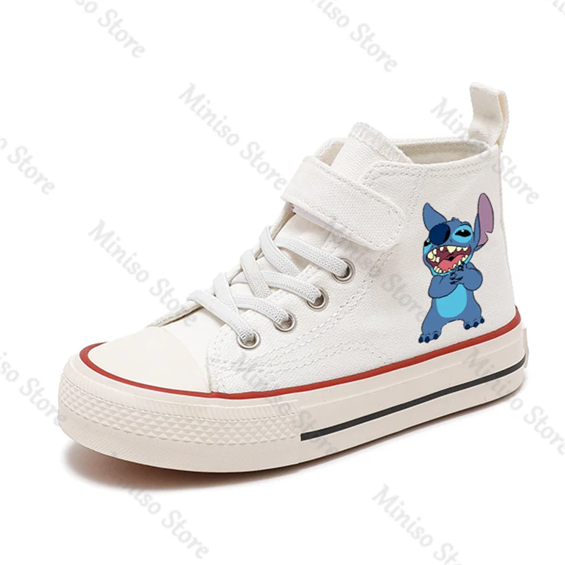 Zapatillas deportivas de lona para niños y niñas, zapatos cómodos de dibujos animados Lilo Stitch de alta calidad, zapatillas de tenis informales