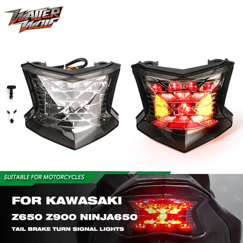 오토바이 LED 미등 방향 지시등, 가와사키 닌자 650 Z650 ER650 Z900 Z900SE Z H2 ZR1000 2017-2024 후방 브레이크 램프