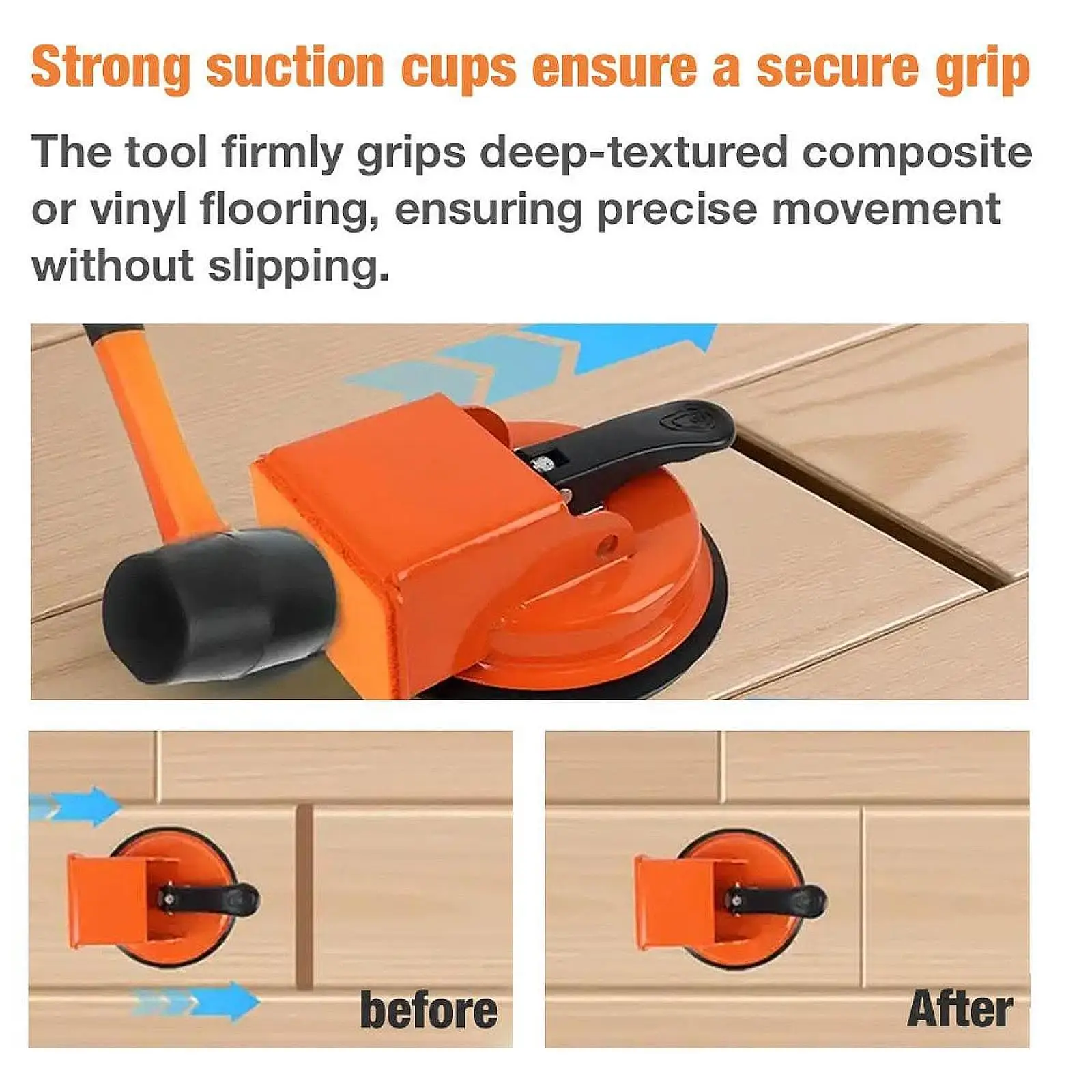 Strong Suction Cup Floor Gap Fixer for Vinyl Plank Flooring Seamless Repair Tool for Household Tile Wood Installation