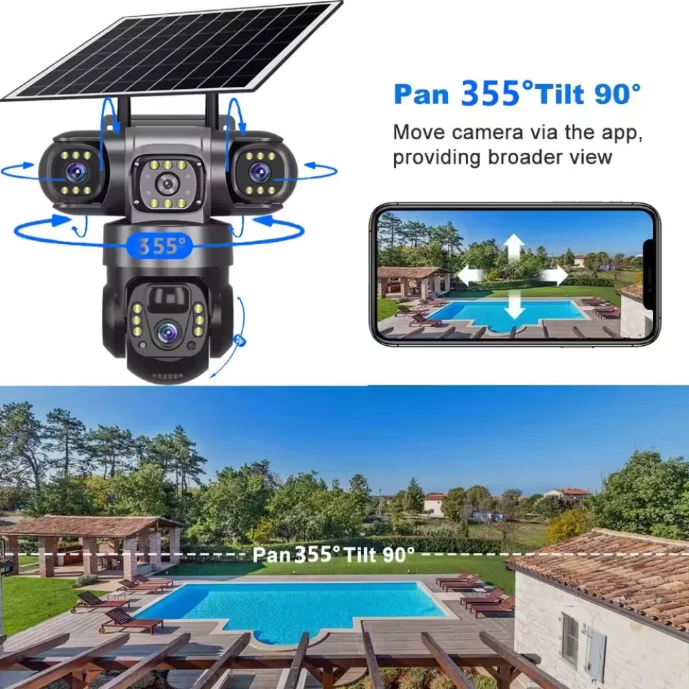 Outdoor 4G IP Security Camera 360° Field of View Solar Camera 15MP Night Vision PIR Motion Detection Pan Tilt Two-way Call CCTV image 2