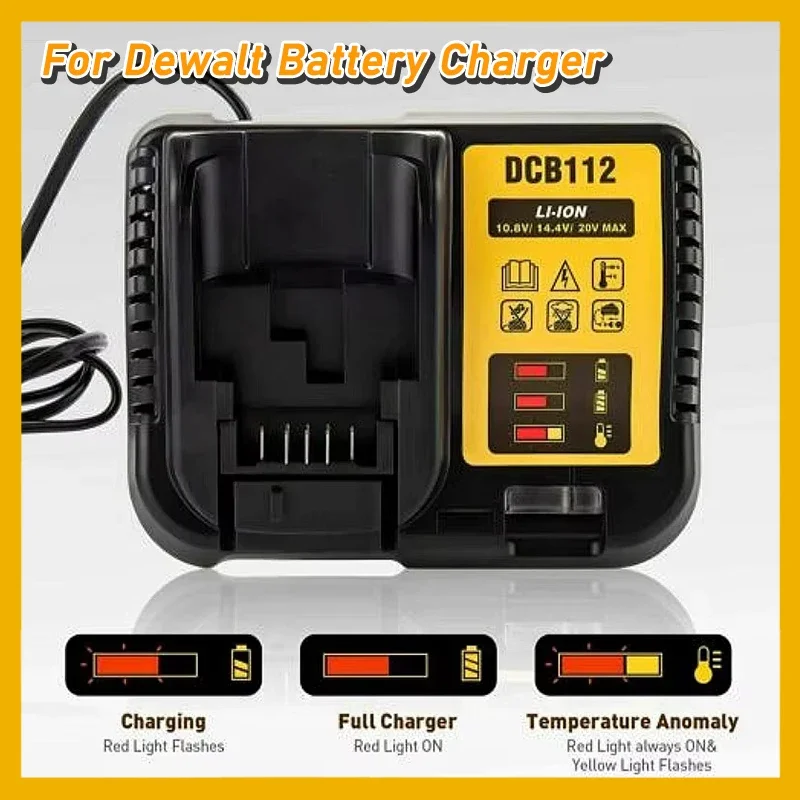 

Lithium DCB112 2A Battery Charger For Dewalt 10.8V 12V 14.4V 18V 20V DCB206 DCB205 DCB204 DCB203 DCB120,DCB107 DCB115 DCB105
