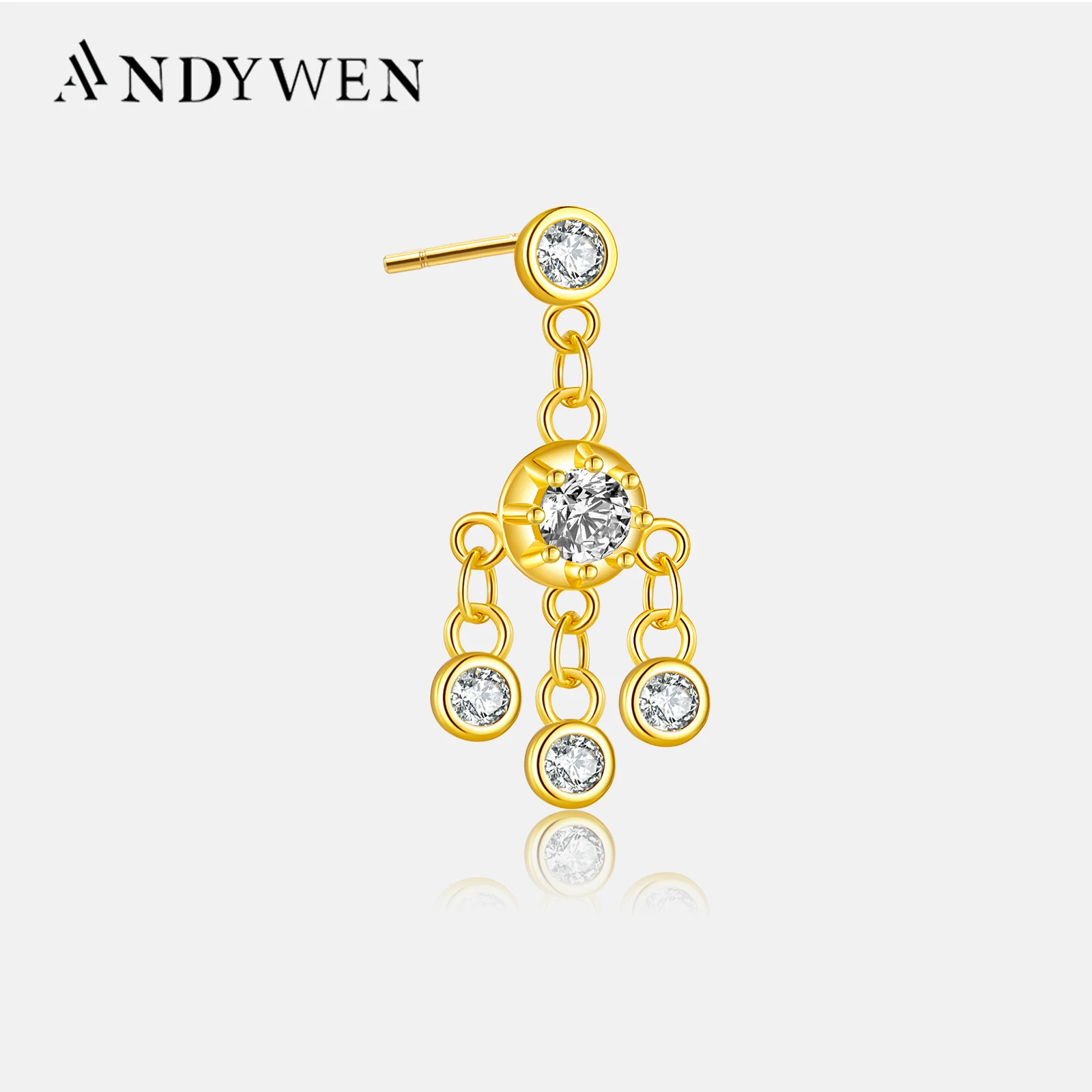 

ANDYWEN стерлингового серебра 925 пробы, золото, циркон, CZ, серьги-капли, серьги-капли для пирсинга, 2021, рок-панк, вечерние, изящные ювелирные изделия, подарок