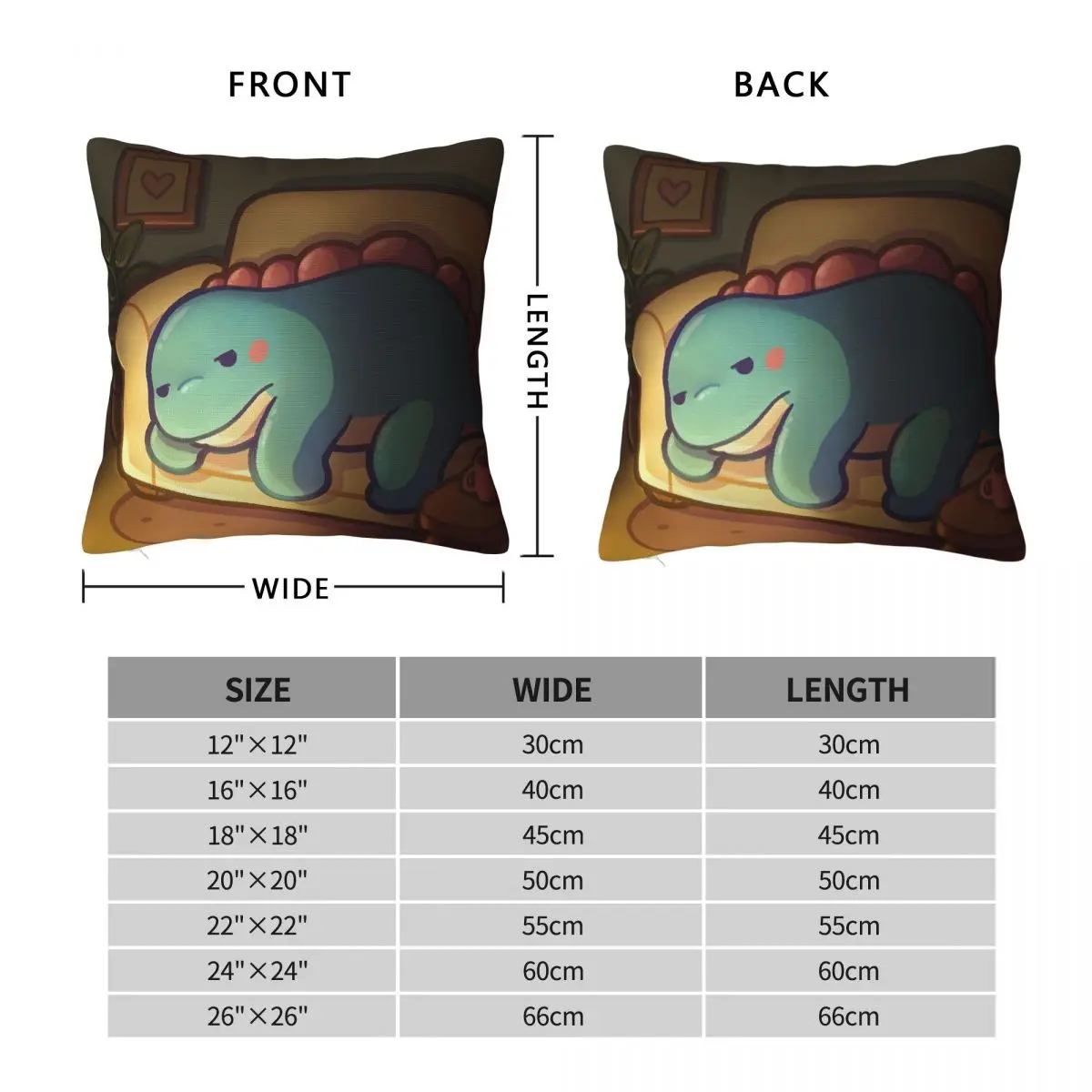 Exhausted Dino Stegosaurus Square Pillowcase Polyester Linen Velvet Printed Zip Decorative Pillow Case Room Cushion Case