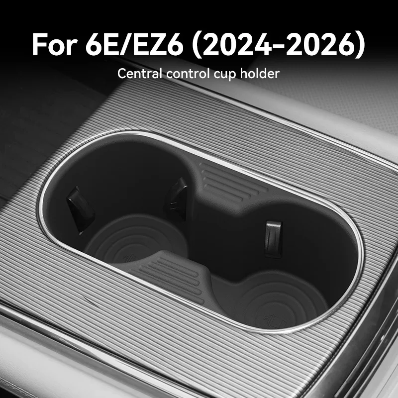 For Mazda 6e EZ-6 2025 2026 Center Console Drinks Cup Holders Water Bottle Stand Anti-Slip TPE Tray Car Interior Accessories