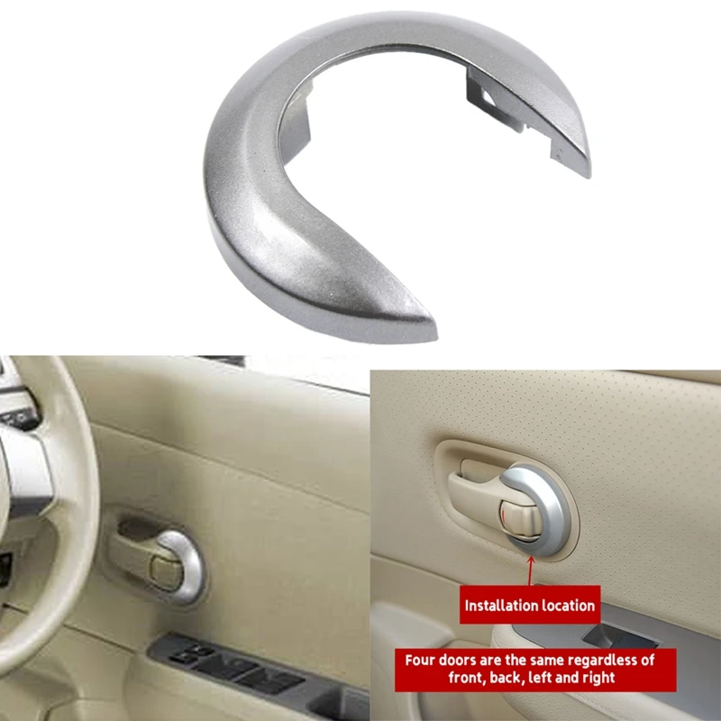 2Pcs Car Interior Door Handle Cover Handle Escutcheon for Nissan Tiida 2005-2010 1.6 LIVINA NV200 Geniss Silver Gray