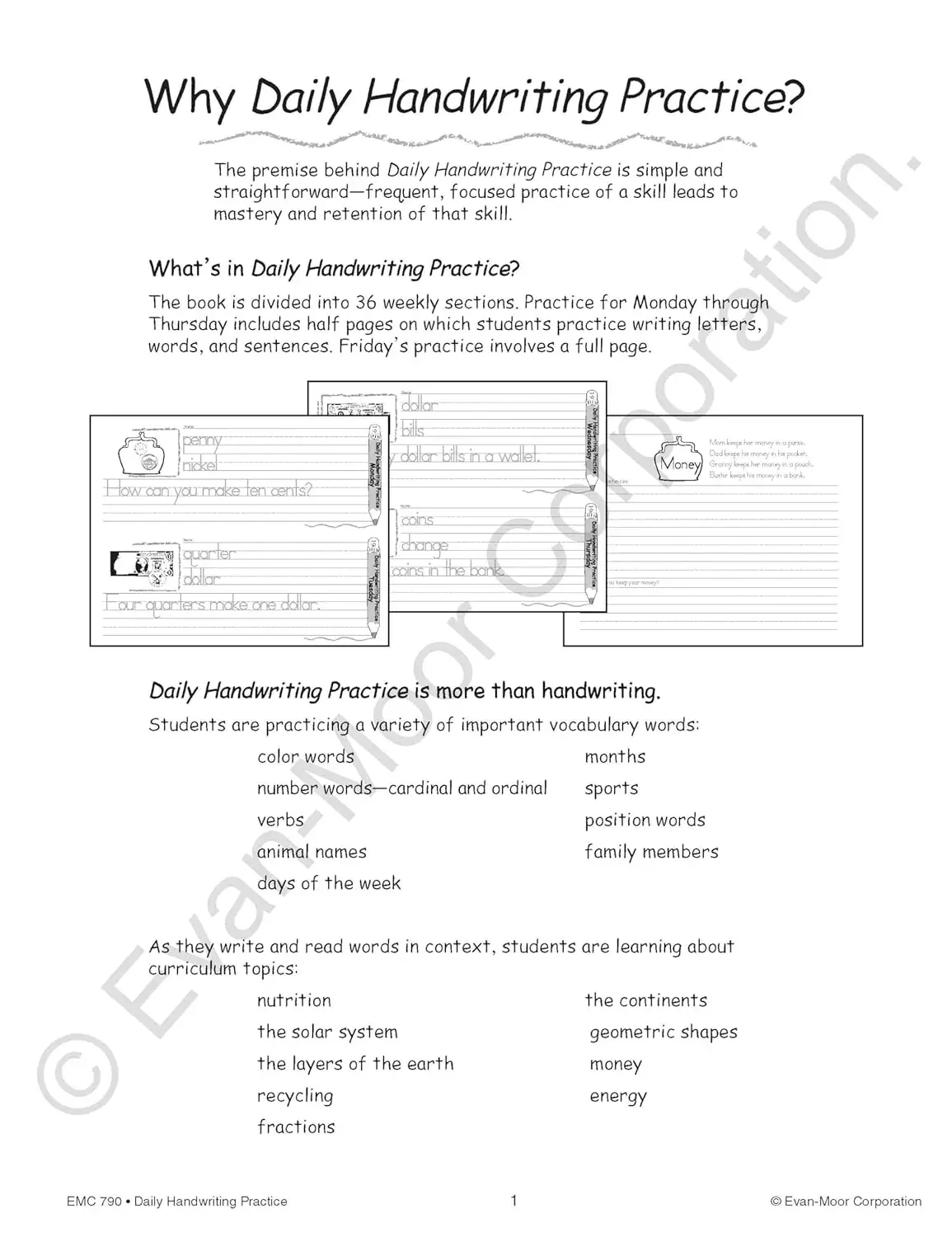 Evan-Moor Daily Handwriting Practice TM TE Workbook,aged 5 6 7 8 9 10 11, English book 9781557997531