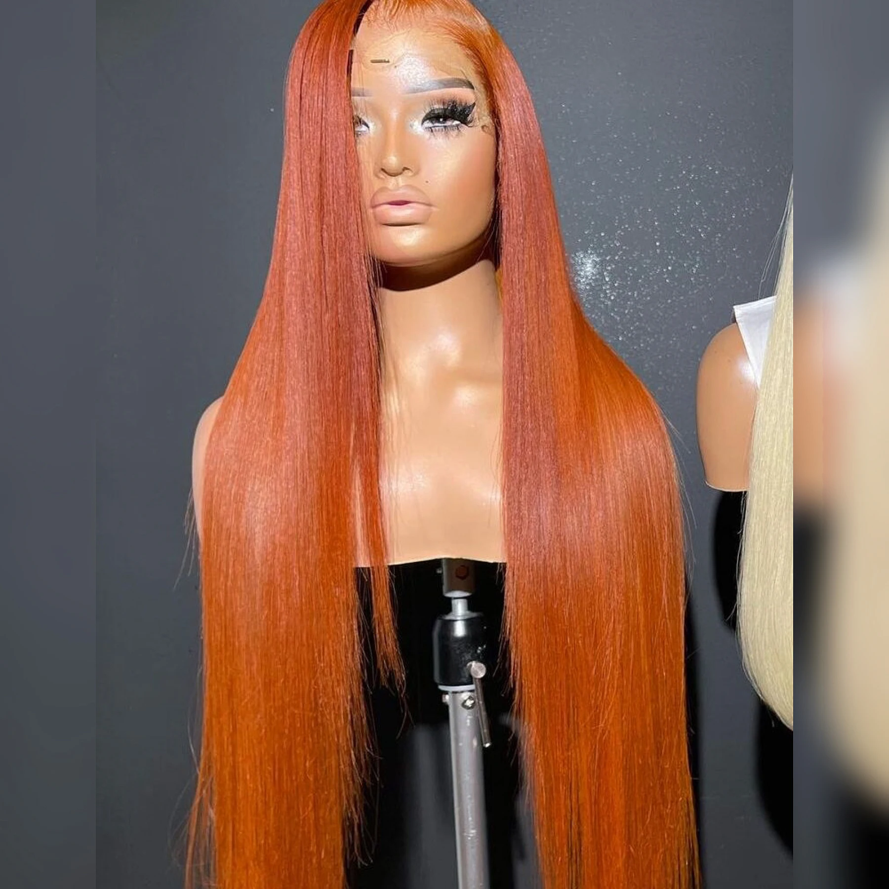 Rdy Orange Perücke synthetische Spitze Front Perücken für Frauen lange seidig glattes Haar hitze beständige Spitze Perücke natürlichen Haaransatz Cosplay Perücke