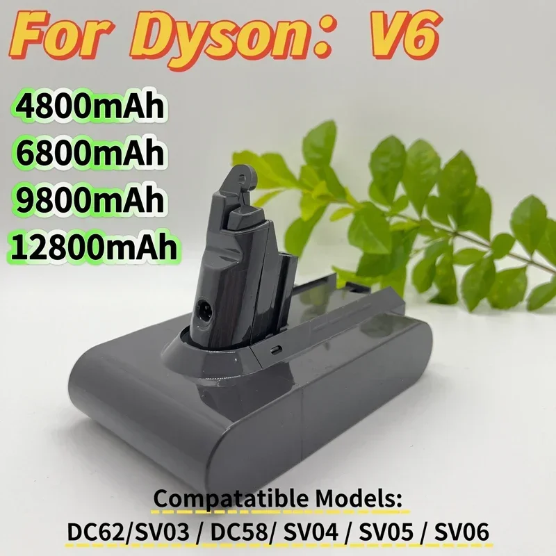 21,6V 12800mAh Akku für Dyson V6 Staubsauger, kompatibel mit DC62 SV03 SV09 DC58