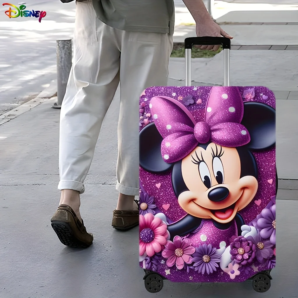 Penutup Pelindung Koper Pola Kartun Disney Mickey Mouse, Penutup Koper Tahan Debu dengan Kain Elastis, Tahan Lama