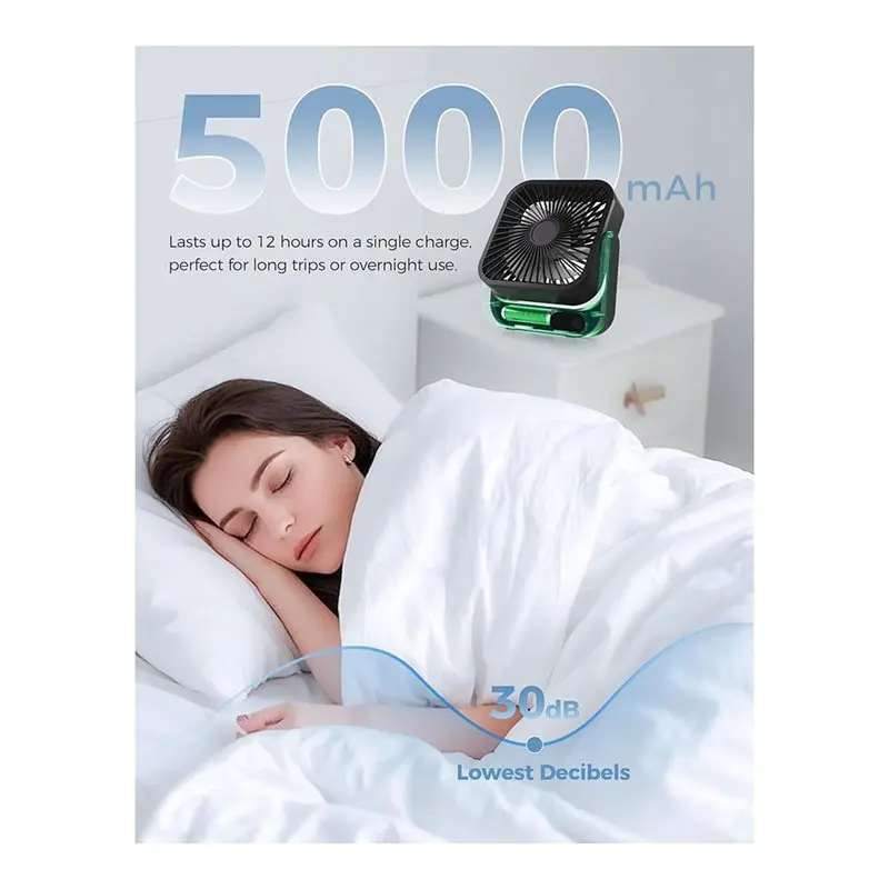 A02V-Cruise Ship Approved Magnetic Fan - Rechargeable & Plug-In, 5-Speed Adjustable, Quiet Operation, 5-12 Hour Battery Life image 5