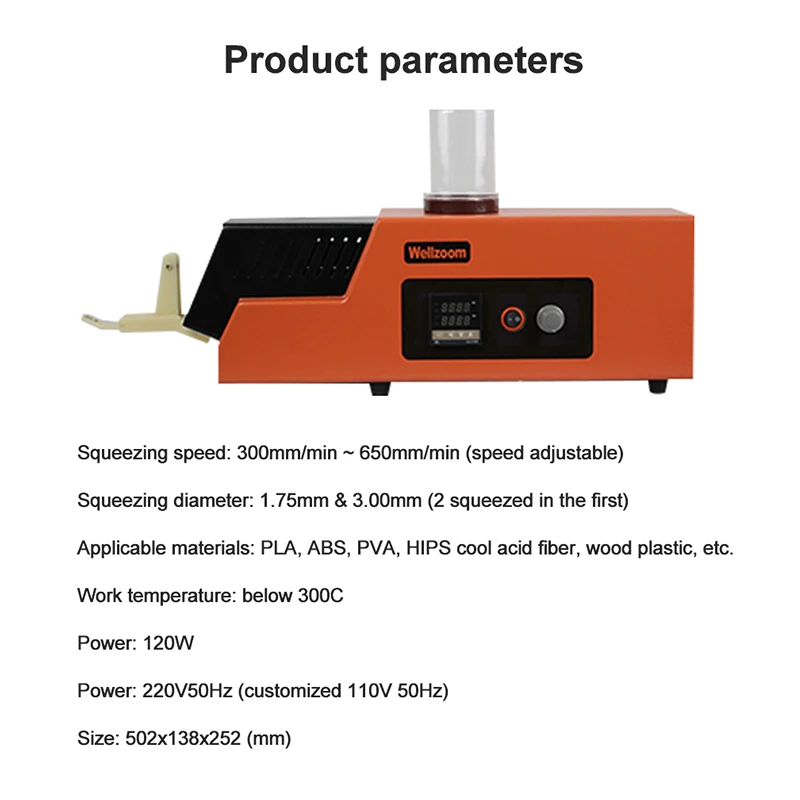 3D Filament Extruder Machine Desktop Printing Consumables Extruder 3D Printing Consumables Extruder 1.75mm 3mm Speed Adjustable