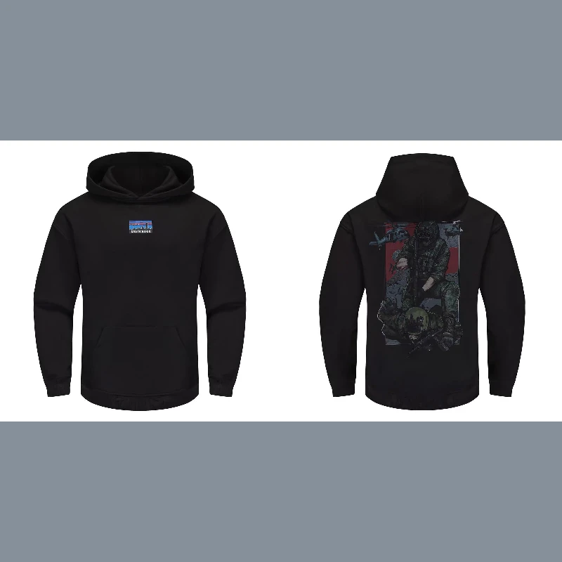 

Unification Print Back Personalized Print Hooded Sweater Autumn and Winter Military Fan Sweatshirt Men's Casual Loose Hoodie