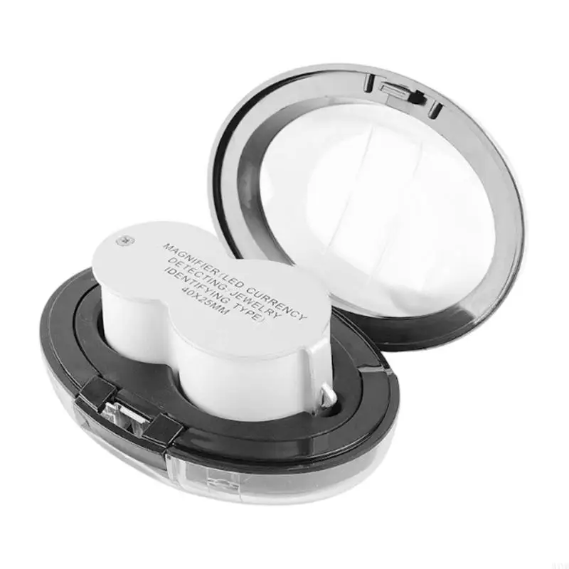 40X Jewelry Loupe 40X 25Mm with 2 White Inspection LEDs a Currency-Checking Lamp, Foldable Viewer M4YD