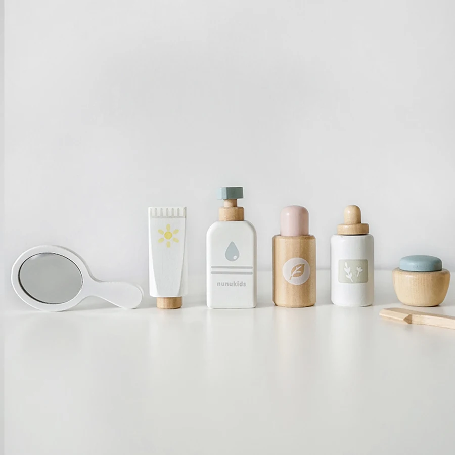 Holz Pretend Play Kinder Gesichtsmaske Make-Up Set Nachahmung Schönheit Mode Spielzeug Kosmetik Set Lernspielzeug für Mädchen Geschenk