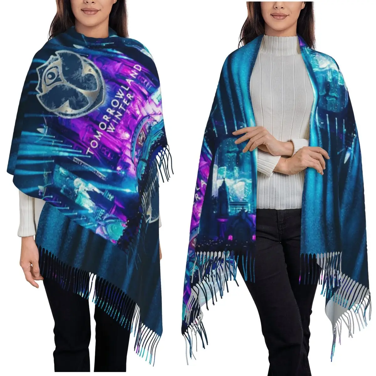 

Шарф Tomorrowland, шарфы с кисточками, женские мягкие теплые шали и накидки, большая осенне-зимняя шаль
