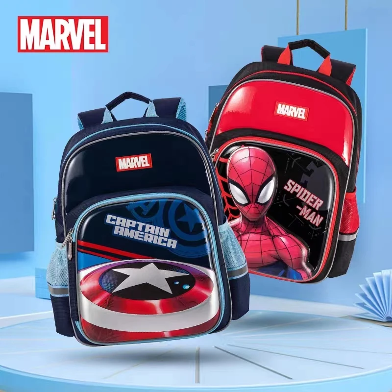 

2023 Disney New School Bags For Boys Grade 1-3 Primary Student Shoulder Orthopedic Backpack Spider Man Captain America Mochila